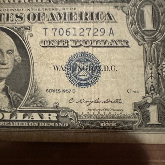 1957 Series B Silver Certificate blue $1 - Picture 2 of 8